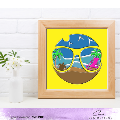 3D Summer Beach Shades SVG | Summer| Ocean | Sand | Cricut Cut File