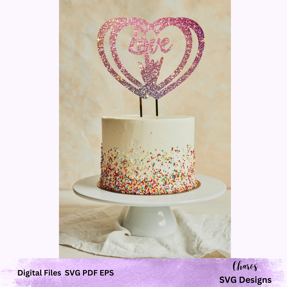 Hearts of Love Cake Topper SVG | Love Cake Topper with Sign Language | Digital Cut File | Cricut File