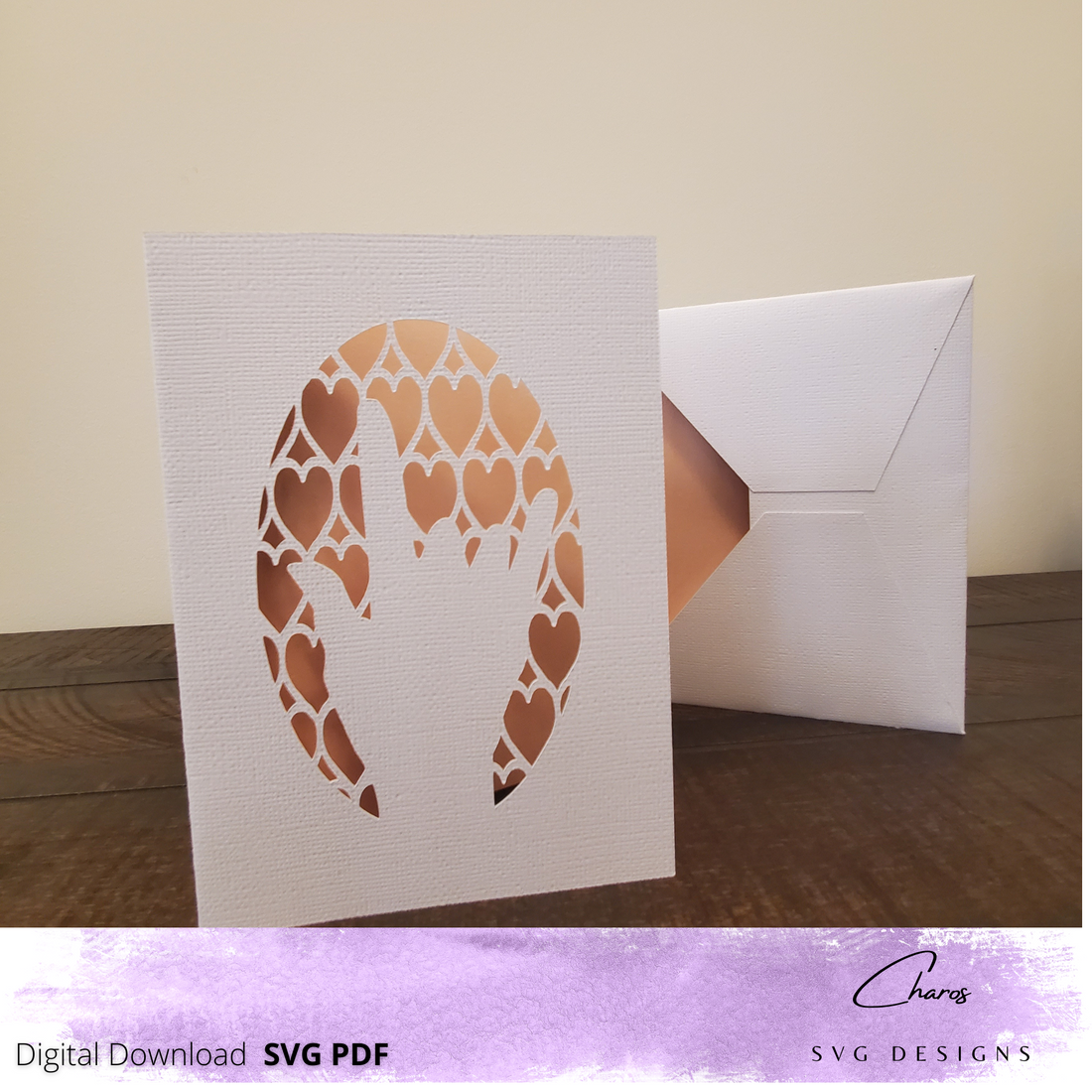 I Love You Heart Card and Bonus Envelope SVG | Sign Language SVG | I Love You SVG | Love | Cricut | Cameo | Cutting File