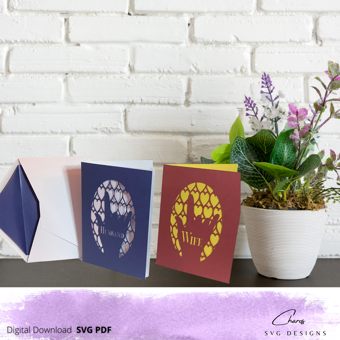 SVG: I Love You Heart Wife and Husband (in Sign Language) Greeting Card w/ Free Envelope SVG | All Occasions Card SVG | Signs | Greeting