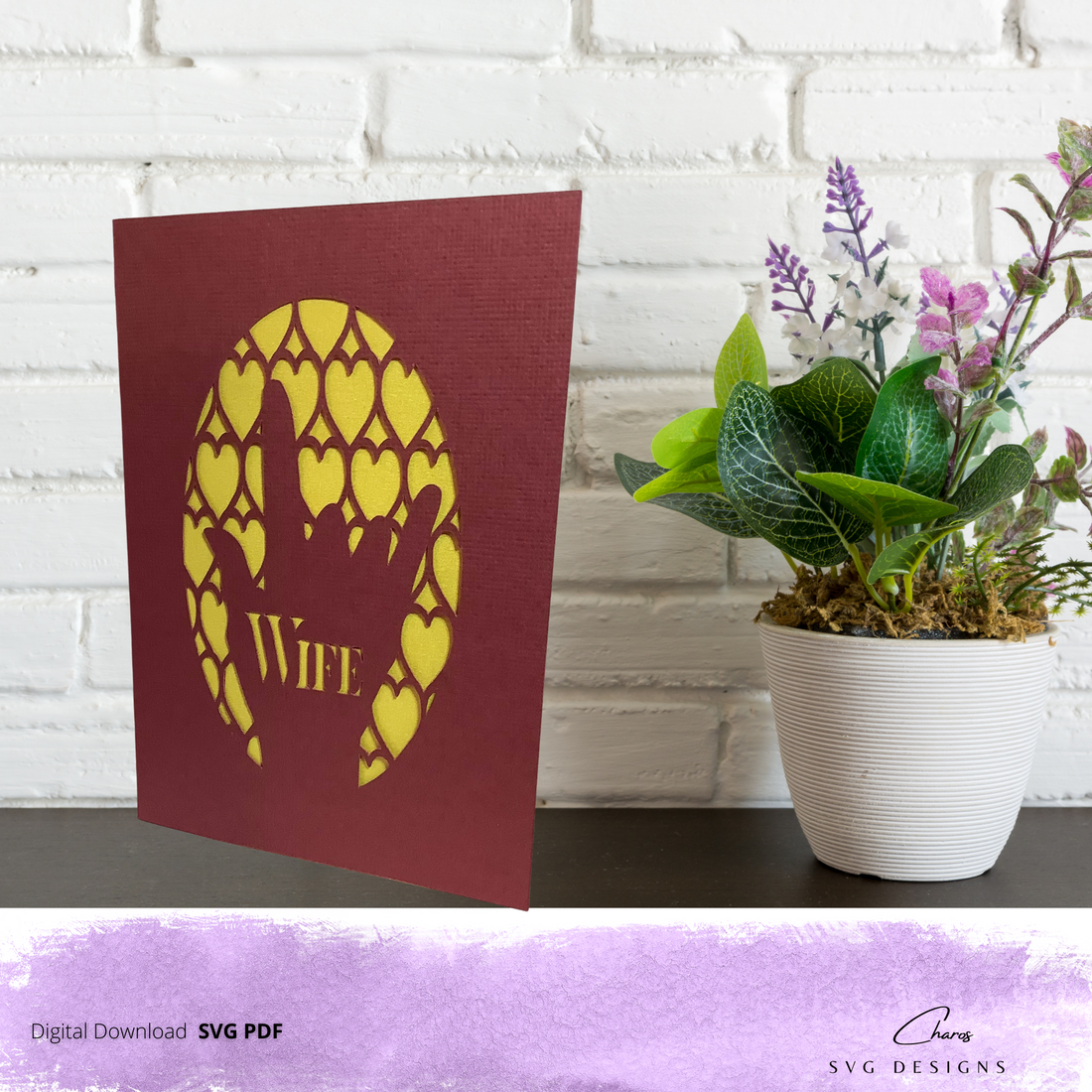 SVG: I Love You Heart Wife and Husband (in Sign Language) Greeting Card w/ Free Envelope SVG | All Occasions Card SVG | Signs | Greeting