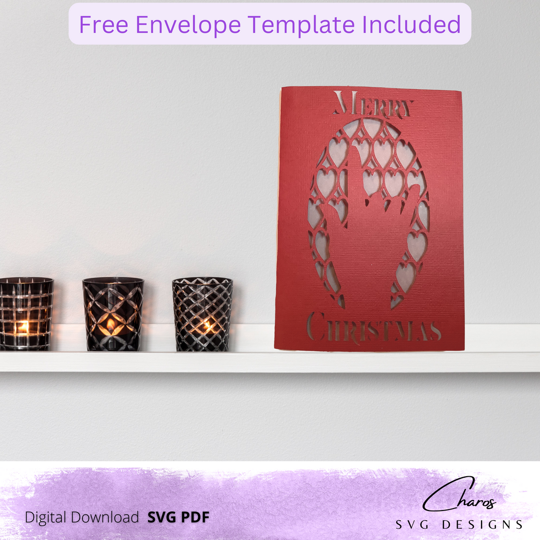 SVG: I Love You (In Sign Language)  Holiday Heart Card Bundle with Free Envelope! | Make Your Own | Card SVG | Greeting Card SVG |
